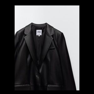 Zara Black Leather Blazer